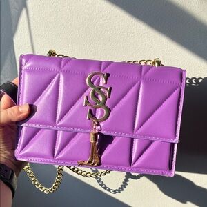 Purple Quilted Shoulder Bag